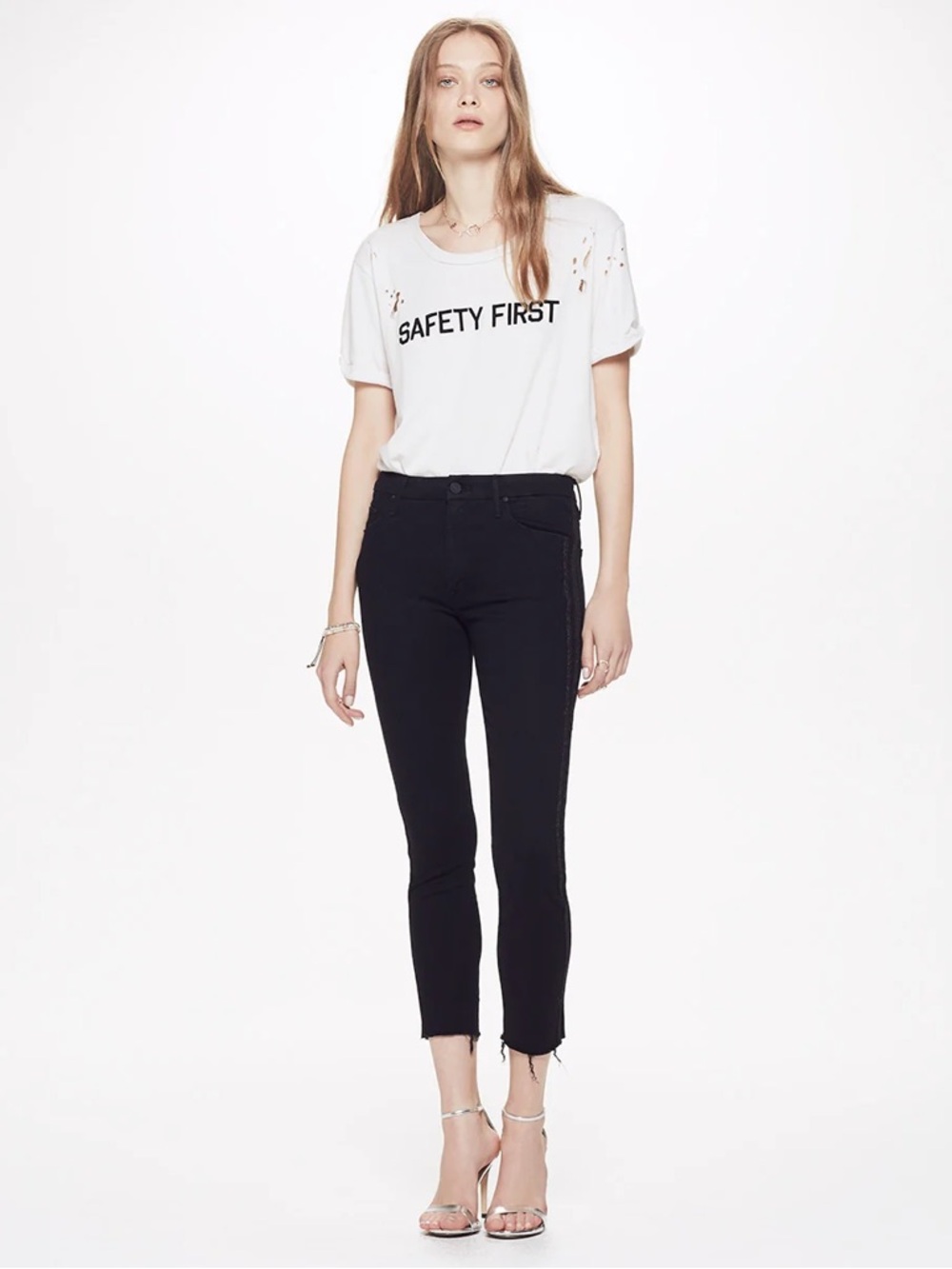 MOTHER High Waisted Looker Ankle Fray Jeans in Guilty Party Racer